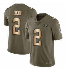 Youth Nike San Francisco 49ers #2 Jeff Locke Limited Olive/Gold 2017 Salute to Service NFL Jersey