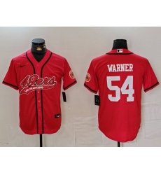 Men's San Francisco 49ers #54 Fred Warner Red With Cool Base Stitched Baseball Jersey