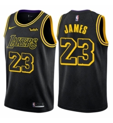 Men's Nike Los Angeles Lakers #23 LeBron James Authentic Black City Edition NBA Jersey