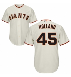 Youth Majestic San Francisco Giants #45 Derek Holland Replica Cream Home Cool Base MLB Jersey