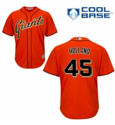 Youth Majestic San Francisco Giants #45 Derek Holland Replica Orange Alternate Cool Base MLB Jersey