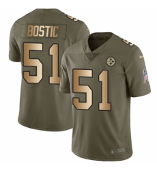 Youth Nike Pittsburgh Steelers #51 Jon Bostic Limited Olive/Gold 2017 Salute to Service NFL Jersey