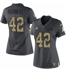 Women's Nike Pittsburgh Steelers #42 Morgan Burnett Limited Black 2016 Salute to Service NFL Jersey