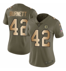 Women's Nike Pittsburgh Steelers #42 Morgan Burnett Limited Olive/Gold 2017 Salute to Service NFL Jersey