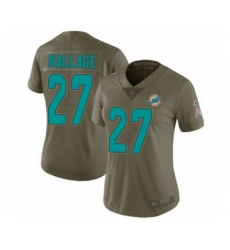 Women's Miami Dolphins #27 Kalen Ballage Limited Olive 2017 Salute to Service Football Jersey