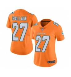 Women's Miami Dolphins #27 Kalen Ballage Limited Orange Rush Vapor Untouchable Football Jersey