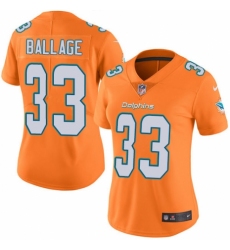 Women's Nike Miami Dolphins #33 Kalen Ballage Limited Orange Rush Vapor Untouchable NFL Jersey