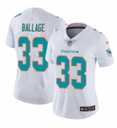 Women's Nike Miami Dolphins #33 Kalen Ballage White Vapor Untouchable Limited Player NFL Jersey