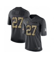 Youth Miami Dolphins #27 Kalen Ballage Limited Black 2016 Salute to Service Football Jersey