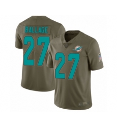 Youth Miami Dolphins #27 Kalen Ballage Limited Olive 2017 Salute to Service Football Jersey