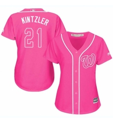 Women's Majestic Washington Nationals #21 Brandon Kintzler Authentic Pink Fashion Cool Base MLB Jersey