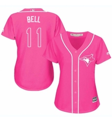 Women's Majestic Toronto Blue Jays #11 George Bell Replica Pink Fashion Cool Base MLB Jersey