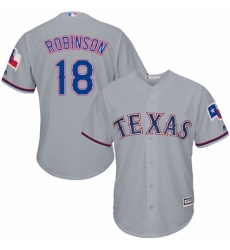 Youth Majestic Texas Rangers #18 Drew Robinson Replica Grey Road Cool Base MLB Jersey