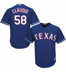 Youth Majestic Texas Rangers #58 Alex Claudio Replica Royal Blue Alternate 2 Cool Base MLB Jersey