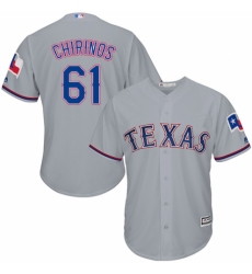 Men's Majestic Texas Rangers #61 Robinson Chirinos Replica Grey Road Cool Base MLB Jersey