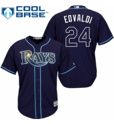 Youth Majestic Tampa Bay Rays #24 Nathan Eovaldi Replica Navy Blue Alternate Cool Base MLB Jersey
