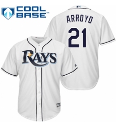 Youth Majestic Tampa Bay Rays #21 Christian Arroyo Replica White Home Cool Base MLB Jersey