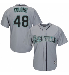 Men's Majestic Seattle Mariners #48 Alex Colome Replica Grey Road Cool Base MLB Jersey