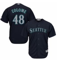 Men's Majestic Seattle Mariners #48 Alex Colome Replica Navy Blue Alternate 2 Cool Base MLB Jersey