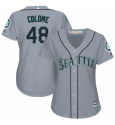 Women's Majestic Seattle Mariners #48 Alex Colome Authentic Grey Road Cool Base MLB Jersey