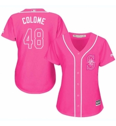 Women's Majestic Seattle Mariners #48 Alex Colome Replica Pink Fashion Cool Base MLB Jersey