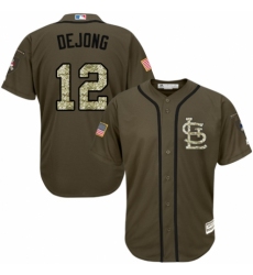 Men's Majestic St. Louis Cardinals #12 Paul DeJong Authentic Green Salute to Service MLB Jersey