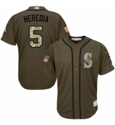 Men's Majestic Seattle Mariners #5 Guillermo Heredia Authentic Green Salute to Service MLB Jersey