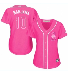 Women's Majestic Seattle Mariners #10 Mike Marjama Authentic Pink Fashion Cool Base MLB Jersey