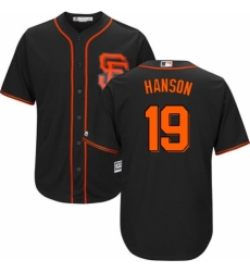Men's Majestic San Francisco Giants #19 Alen Hanson Replica Black Alternate Cool Base MLB Jersey