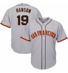 Men's Majestic San Francisco Giants #19 Alen Hanson Replica Grey Road Cool Base MLB Jersey