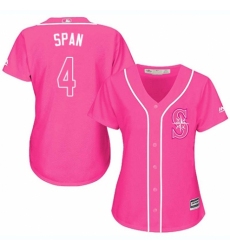 Women's Majestic Seattle Mariners #4 Denard Span Authentic Pink Fashion Cool Base MLB Jersey