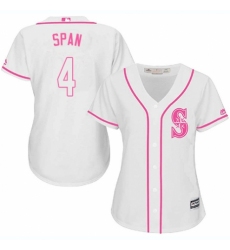 Women's Majestic Seattle Mariners #4 Denard Span Authentic White Fashion Cool Base MLB Jersey