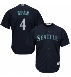 Youth Majestic Seattle Mariners #4 Denard Span Authentic Navy Blue Alternate 2 Cool Base MLB Jersey