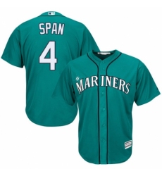 Youth Majestic Seattle Mariners #4 Denard Span Replica Teal Green Alternate Cool Base MLB Jersey