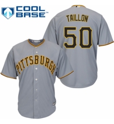 Men's Majestic Pittsburgh Pirates #50 Jameson Taillon Replica Grey Road Cool Base MLB Jersey