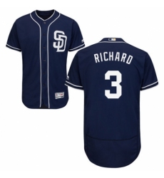 Men's Majestic San Diego Padres #3 Clayton Richard Navy Blue Alternate Flex Base Authentic Collection MLB Jersey