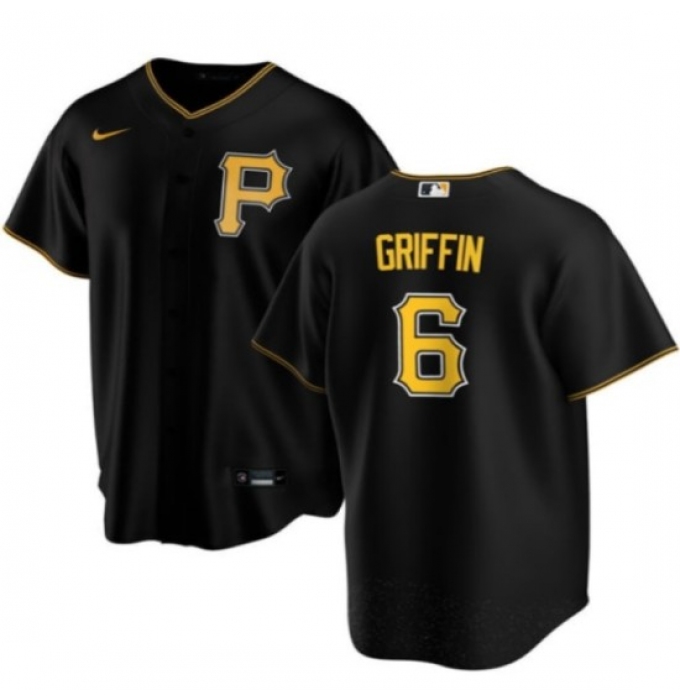 Men's Pittsburgh Pirates #6 Konnor Griffin Black Cool Base Stitched Baseball Jersey
