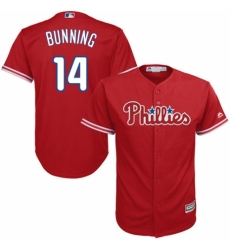 Men's Majestic Philadelphia Phillies #14 Jim Bunning Replica Red Alternate Cool Base MLB Jersey