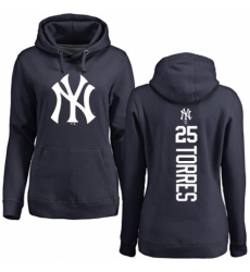 MLB Women's Nike New York Yankees #25 Gleyber Torres Navy Blue Backer Pullover Hoodie