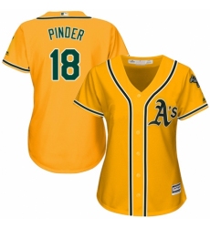 Women's Majestic Oakland Athletics #18 Chad Pinder Replica Gold Alternate 2 Cool Base MLB Jersey
