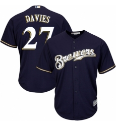 Men's Majestic Milwaukee Brewers #27 Zach Davies Replica White Alternate Cool Base MLB Jersey
