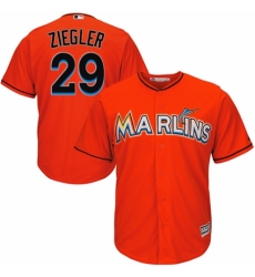 Men's Majestic Miami Marlins #29 Brad Ziegler Replica Orange Alternate 1 Cool Base MLB Jersey