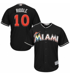 Men's Majestic Miami Marlins #10 JT Riddle Replica Black Alternate 2 Cool Base MLB Jersey