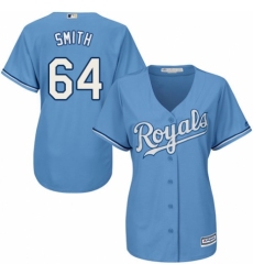 Women's Majestic Kansas City Royals #64 Burch Smith Authentic Light Blue Alternate 1 Cool Base MLB Jersey