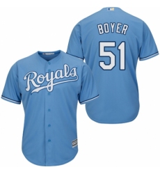 Men's Majestic Kansas City Royals #51 Blaine Boyer Replica Light Blue Alternate 1 Cool Base MLB Jersey