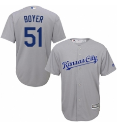 Youth Majestic Kansas City Royals #51 Blaine Boyer Authentic Grey Road Cool Base MLB Jersey