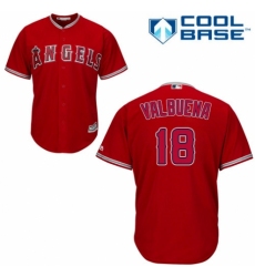 Men's Majestic Los Angeles Angels of Anaheim #18 Luis Valbuena Replica Red Alternate Cool Base MLB Jersey