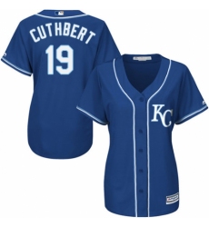 Women's Majestic Kansas City Royals #19 Cheslor Cuthbert Authentic Blue Alternate 2 Cool Base MLB Jersey