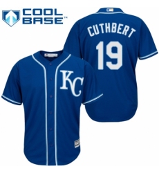 Youth Majestic Kansas City Royals #19 Cheslor Cuthbert Replica Blue Alternate 2 Cool Base MLB Jersey
