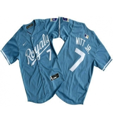 Men's Kansas City Royals #7 Bobby Witt Jr Number Light Blue Limited Stitched Jersey